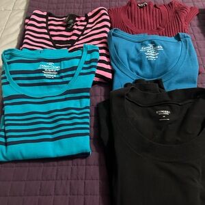 Faded Glory womens Tees - Striped Pink, Blue, and Solid Black